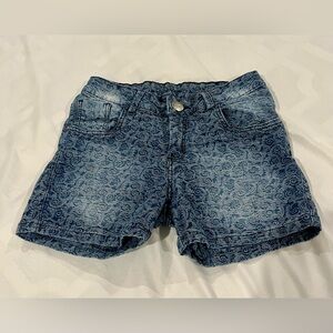 Chic Blue Patterned Women's Jean Shorts